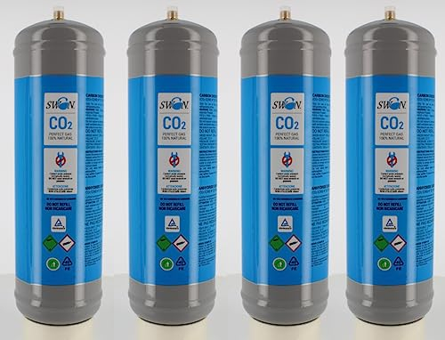 Swan Bouteille Co2 1200 g jetable raccord M11 x 1 pour distributeurs d'eau pétillante 4 bouteilles