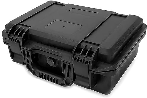 BQKOZFIN Portable Hard Case, IP67 Rated Shockproof Camera Case with Customizable Diced Foam Protects for Equiment, Camera, Electronics, Tools, Microphone, Recorder, 33.5 x 26 x 13CM (Black)