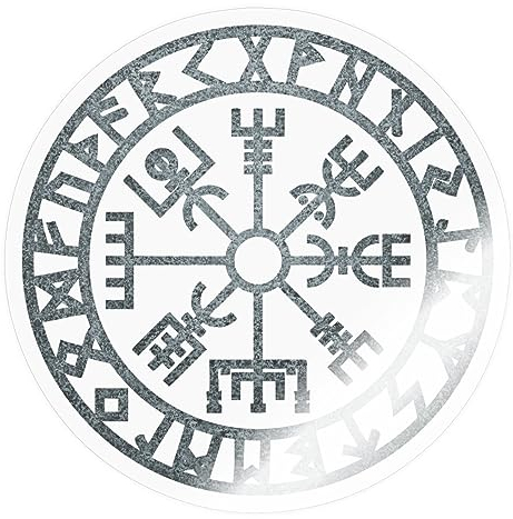 Spreadshirt Vegvisir Kompass Rune Wikinger Wegweiser Sticker Aufkleber, 10 x 10 cm, Transparent glänzend