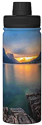Glacier National Park - Botella de agua de acero inoxidable con aislamiento térmico para hombres y mujeres, para viajes, 18 onzas