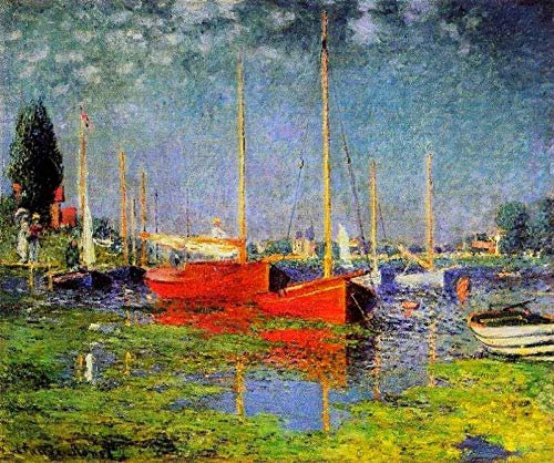 Toperfect Ölgemälde handgefertigt €50-€2000 von Hochschullehrern, Vergnügungsboote in Argenteuil, Claude Monet, impressionistische Landschaft, Schiffe, handgemalte berühmte Gemälde -4