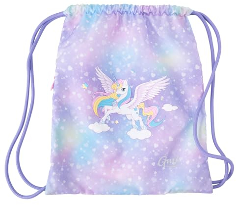 GMT for Kids Turnbeutel für Kinder Spritzwassergeschützt Sportbeutel für Mädchen -Kindergarten Sportbeutel,Turnbeutel für Jungen Beutel,Sportsack,Gymsack Rucksack-Einhorn