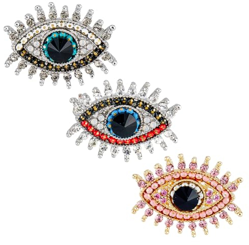 DICOSMETIC 3 Couleurs Broche Mauvais Oeil Épinglette en Cristal Broches en Alliage D'Or Platine Broche Protection Broche Bonne Chance Accessoires pour Dames pour Sac à Dos Écharpe