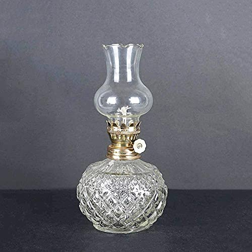 Lampenöl, rauchfrei, geruchlos, for den Innenbereich, klarer Glaslampenschirm, verstellbarer Schalter, Kerosinlampenlaterne mit Docht, transparent, 13,78 Zoll/35 cm, Öllampe for den Innenbereich/232/1