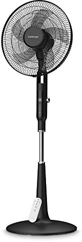 DARDARUGA Premium Standventilator, sehr leise, Touch-Screen, Nachtmodus, Mückenschutz, Timer, Fernbedienung, energiesparend, höhenverstellbar, Oszillation, schwarzes Design