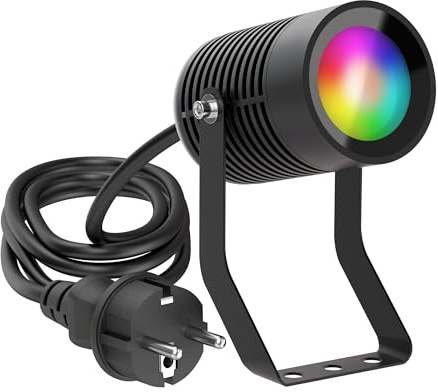 ledscom.de Gartenstrahler SHINGA für außen, IP65, Stecker, schwarz, inkl. GU10 RGB Lampe, smart, 473lm, warmweiß - kaltweiß
