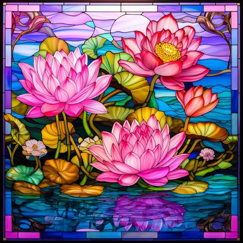 Bgraamiens 1000 Piece Stained Glass Flower Puzzle for Adults, Art Puzzles, Impossible Hard Jigsaw Puzzle, Floral Blossom