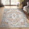 TOPICK Teppich Bunt 90x150cm Area Rugs,Antirutsch Waschbare Groß,Wohnzimmer Flur Küchenläufer Orientalische Blumendruck für Schlafzimmer Küche Badezimmer Esszimmer Orange/Blau