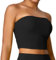 AIEOE Sport BH Gepolsterter Damen Crop Tops Tube Top Trägerlos BH Bandeau Top Rückenfrei Bralette Fitness Yoga Tanktop Workout Laufshirts S Schwarz