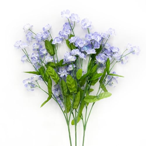 Violette Blumen zur Dekoration, 3 Stück, künstliche Blumen, Vergissmeinnicht Blume, 47 cm, Seidenblumen, UV-beständig, Kunstblume für Valentinstag, Blumenarrangements, Hochzeitsfeier, Vasenfüller