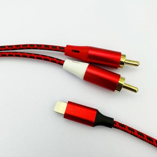 Froggen Per cavo Lightning RCA, cavo adattatore da iPhone a Phono, cavo audio stereo rosso e bianco, splitter a Y compatibile con iPhone i-Pad i-Pod per amplificatore hifi, altoparlante DJ,