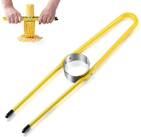 Quixotical Corn Peeler, Stainless Steel Corn Stripper and Adjustable Cutter, Cob Peeler Slicer for Kitchen, Home, Restaurant, Corn on The Cob
