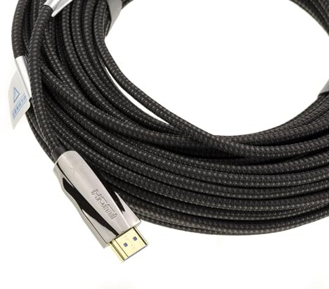 KALEA-INFORMATIQUE Cordon HDMI 8K 48Gbps 10M avec cœur en Fibres optiques et Aluminium Pur, Isolation Aluminium et enveloppe Externe Nylon