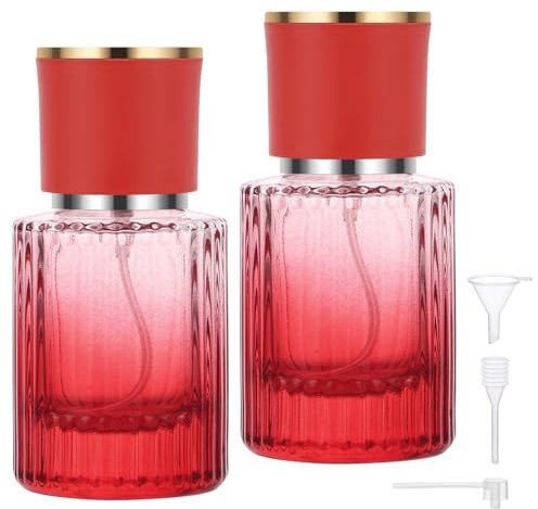 Segbeauty Atomizador Perfume Recargable, 2 Piezas 30ml Frasco Perfume, Portátil y Reutilizable, Dispensador Colonia Viaje, Pulverizador Cristal para Colonia (Rojo Gradiente)
