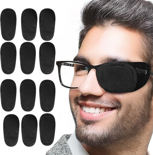 ElevateTech Lot de 12 cache-œil médicaux pour adultes, traitement des yeux paresseux, amblyopie, strabisme, réutilisable, après une chirurgie, confortable pour œil gauche ou droit