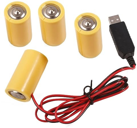 TTTLLNN USB-Stromwandler, Batterie-Ersatz, 1,5 V, LR14 C für LED-Licht, 4 Stück