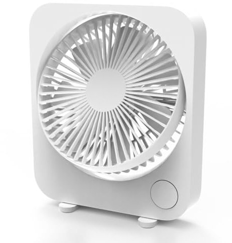 Desktop Fan Rechargeable, Portable Ultra Silent Battery Table Desk Fan with Strong Airflow for Office Bedroom Bedside Travel, 3-Speed with 2000mAh Battery