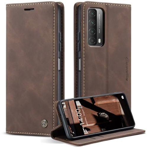 Handyhülle für Huawei P Smart 2021/Huawei Y7A Hülle, Klapphülle Premium Lederhülle Klappbar Flip Case Tasche Magnet Kartenfach Standfunktion Klapphülle Schutzhülle für Huawei P Smart 2021/Y7A,Kaffee