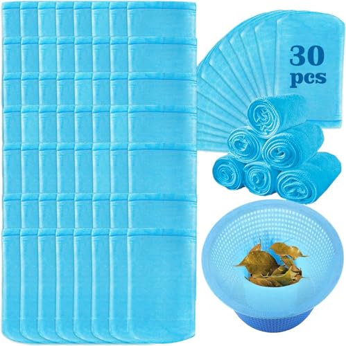 30 PCS Chaussette Skimmer Piscine,Pool Skimmer Socken,Filtre Skimmer Piscine, Prefiltre Skimmer Nylon Élastique, Reutilisable Filtrantes Chaussettes Propre Retirer Feuilles, Écume, Cheveux (Bleu)