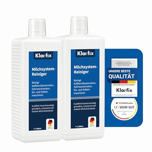 Klarfix Milchsystem-Reiniger | Entfernt Milchfett, Milcheiweiß & Milchrückstände | Für Kaffeevollautomaten, Milchaufschäumer & Eismaschinen | Für alle Marken (2x 1.000ml)