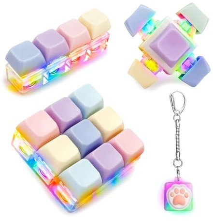 4 Pcs Keyboard Fidget Toy, Multicoloured Fidgets Keyboard Keychain, Funny Stress Relief Fidget Toys for Kids Adults, Fidget Clicker Decompression Gift for Boys Girls