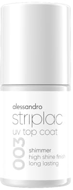 alessandro Striplac UV-Top Coat Shimmer - Glänzende, Kratzfeste Nägel bis zu 15 Tage - Mit & ohne Farbe Anwendbar - Schonende Abziehtechnologie - Vegan - Silber, Transparent, 6,5ml