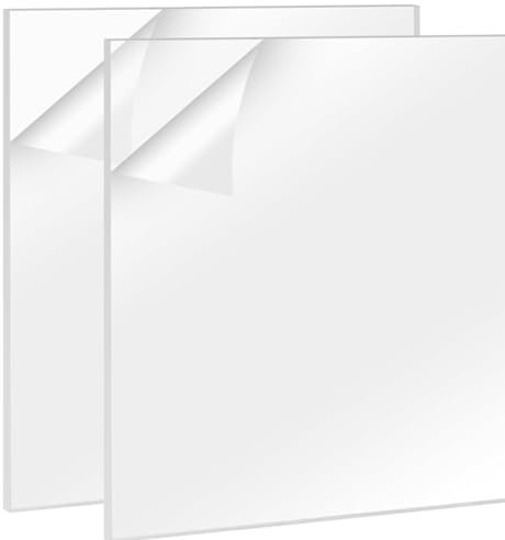 ZOENHOU 2 placas de acrílico de 300 x 300 mm, 6 mm de grosor, lámina de cristal acrílico transparente para proyectos de bricolaje, marcos de fotos, pintura, decoración de mesas