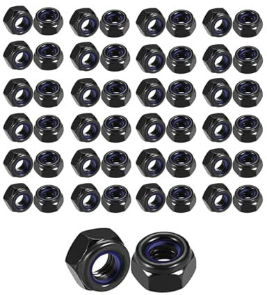 KEMUZ 50Pcs Dadi esagonali M5, dadi autobloccanti, Nero Dado Esagonale, Testa Esagonale Del Dado, per L'edilizia e Gli Elementi di Fissaggio Industriali