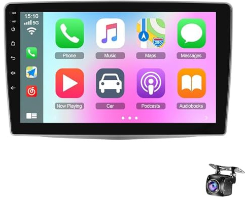 9 inch Car Stereo with Carplay Android Auto for Alfa Romeo MiTo 955 2008-2016 Double Din Android 14.0 Touch Screen Car Radio Receiver w/WiFi GPS Navigation Bluetooth Backup Camera(Color:P2-CP)