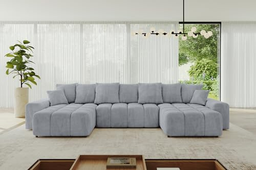 ALTDECOR Ecksofa mit Schlaffunktion U-Form ENIL-U 401x189x68 - Grau