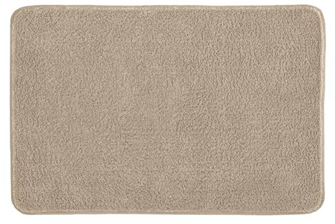 Kleine Wolke Badteppich Ricco Taupe 60 x 90 cm | OEKO-TEX zertifiziert, rutschhemmende Unterseite, für Fußbodenheizung, maschinenwaschbar, 100% Polyester