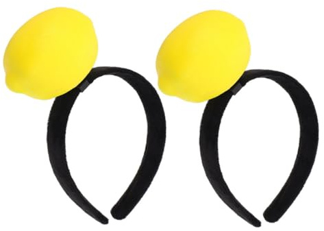 2 Stück Frucht Haarreif Plüsch Lustiges Kostüm Stirnband Gelb | 3D-Fruchtform aus Polyester und Kunststoff, Hält Haare Zurück, Sicherer Halt bei Partys und Schminke