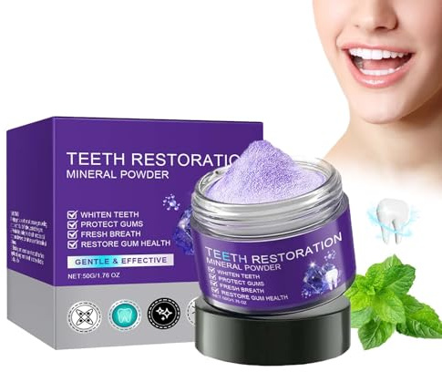 EONFAVE Zahnpulver Gegen Verfärbungen, Teeth Whitening Powder, Zahnreparatur Mineralpuder, Zahnweiss Pulver fur Frischer Atem, Effektiv bei der Stärkung von Zähnen und Zahnfleisch (50G)