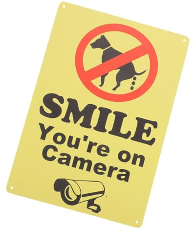 UKCOCO Panneau Interdit Chien Pipi avec Caméra Souriez Vous Êtes Filmés Signalisation Extérieure Jardin et Parc Avertissement Drôle et Visible pour Propriétaires de Chiens