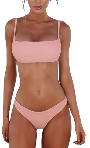 UMIPUBO Maillot De Bain Femme 2 Pieces Bikini Transbronzant String Sexy Taille Basse Bandeau Haut Dos Nu Ado Fille Maillots Deux Pièces