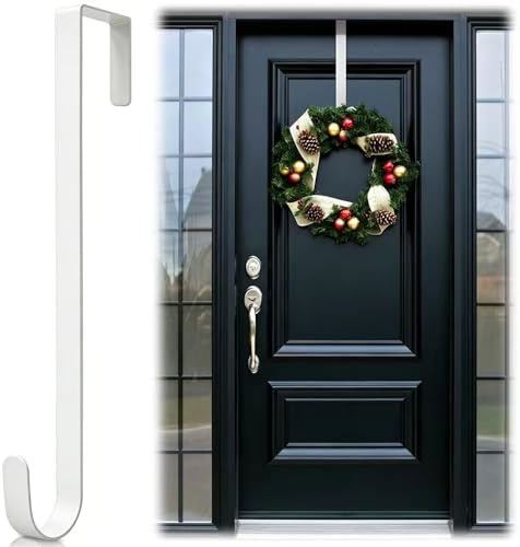 MIVITOOM Weihnachtskranz-Türhänger, 30 cm, Metall, für Haustür, Kranzhaken, perfekt für festliche, Zuhause, Hochzeit und Outdoor-Dekoration (weiß)