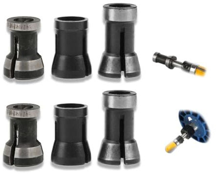 6-teiliger Oberfräsen-Spannzangen-Adapter, Oberfräsen-Spannzangenfutter, 6 mm, 6,35 mm, 8 mm, Holzbearbeitung, Fräsen, Trimmfräser, Spannfutter, Gravurkopf für Holzbearbeitung,