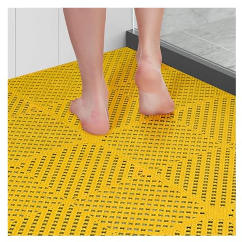 Snap Together Flooring Mat PVC Interlocking Drainage Tiles Non Slip Balcony Floor Covering Gym Shower Cubicle(6pieces)