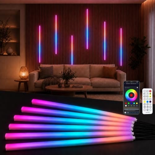 RGB LED für Akustikpaneele,6 Stück 100cm Flexible RGB LED Strip mit Fernbedienung, APP Steuerung 12×12mm Eingebetteter LED für Schlafzimmer,Akustikpaneele