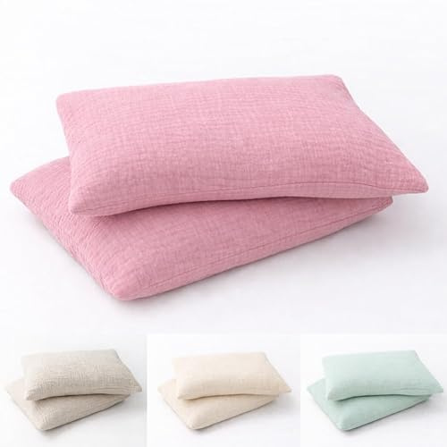 BABEES Kissenbezug 40x60-100% Musselin Baumwolle 150 g/qm Kissenbezüge Beige Für Kissenbezug 60x40 cm - Kissenhülle Kinderbettwäsche Kinderzimmer (Rosa, 40x60)