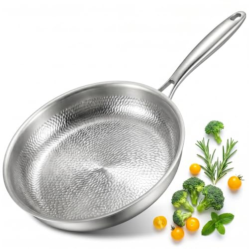 Abijan Titanium Frying pan Non Coated, 28cm Stainless Steel Frying Pan
