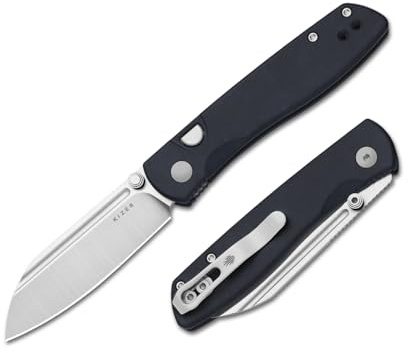 Kizer Renaissance Taschenmesser, Schafsfuß N690-Klinge Klappmesser | 7,7 cm Faltbar Klinge mit Blauem Richlite Griff, Satinierte Beschichtung EDC-Messer für Männer und Frauen, V3698A3