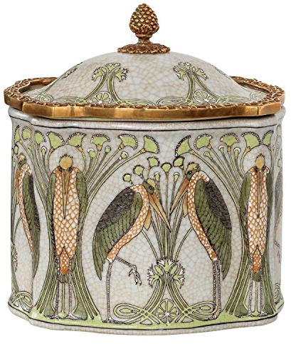 aubaho Dose Vogel Porzellan Messing Skulptur Antik-Stil 17cm