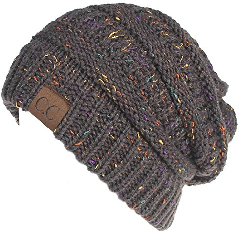 Yixda Unisex Wintermütze Messy High Bun Pferdeschwanz Slouch Beanie Mütze (Dunkelgrau)