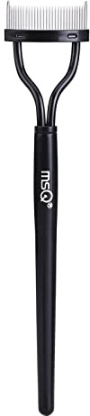 Eyelash Comb MSQ Eyelash Separator Tool Arc Designed Lash Brush Separator With Cover Lash Comb for Eye Makeup Brush Mascara Clump Remover Black (Includes a Mascara Wand)