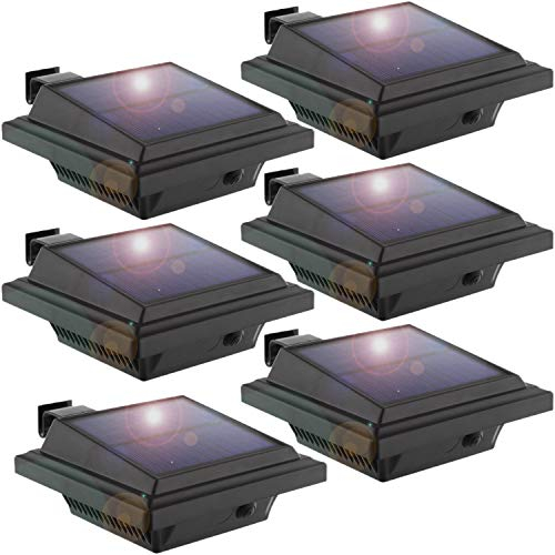 KEENZO LED Solar Dachrinnenleuchte Solarlampen für Außen, 25LEDs Solarlicht, Kaltweißes Gartenbeleuchtung Zaunlicht, Wegeleuchten Solarleuchte für Zaun, Patio, Gehwege, Hof, Garage, 6 Stück