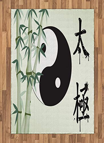 ABAKUHAUS Yin-Yang Teppich, Taiji Zen Einheit, Deko-Teppich Digitaldruck, Färben mit langfristigen Halt, 120 x 180 cm, Mehrfarbig