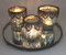 Wurm Deko Windlichter 4-er Set auf Spiegeltablett 25x9x25