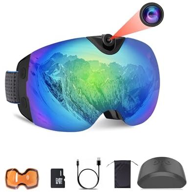 OhO sunshine Ski Goggles, 4K WiFi Snowboard Goggles mit Orange Linse, Stoßfest, UV 400 Schutz, Unisex, Multicolored mit Orange-Ton