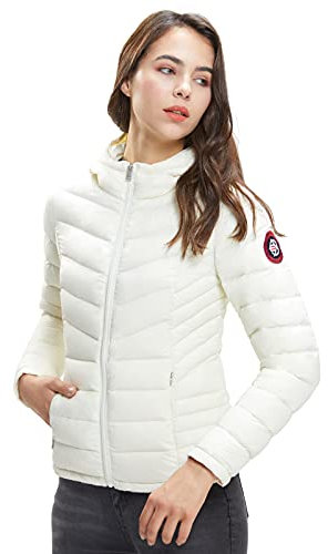 Extreme Pop Doudoune pour femme avec à capuche Pure en duvet d'oie pour l'hiver (L, Beige)
